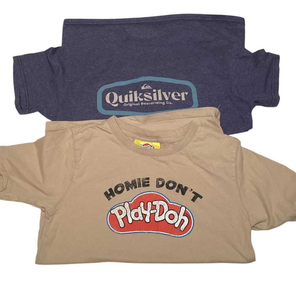 Quiksilver between the lines‎ blue T-shirt Sz S & Hommie Don't Play-Doh Tee Sz 8